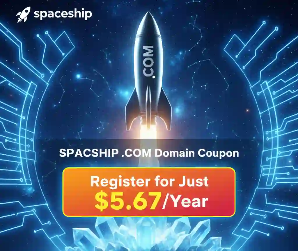 Spaceship .COM Domain Coupon: Register for Just $5.67/Year