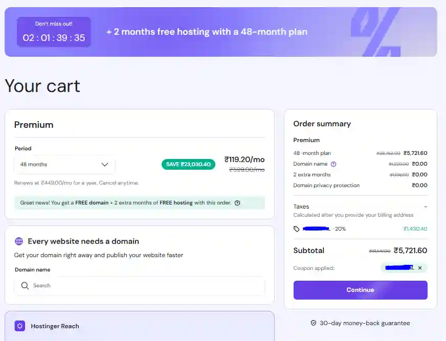 Hostinger Coupon Code Apply and get Extra 20% Off