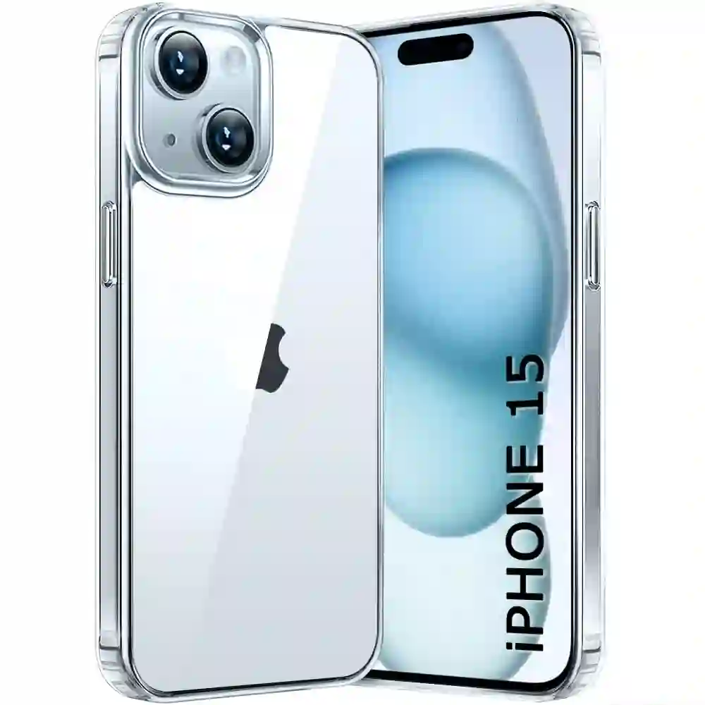 TheGiftKart Ultra Hybrid Crystal Clear Case for iPhone 15 – Shockproof Protection with Premium Transparent Design (PC + TPU)