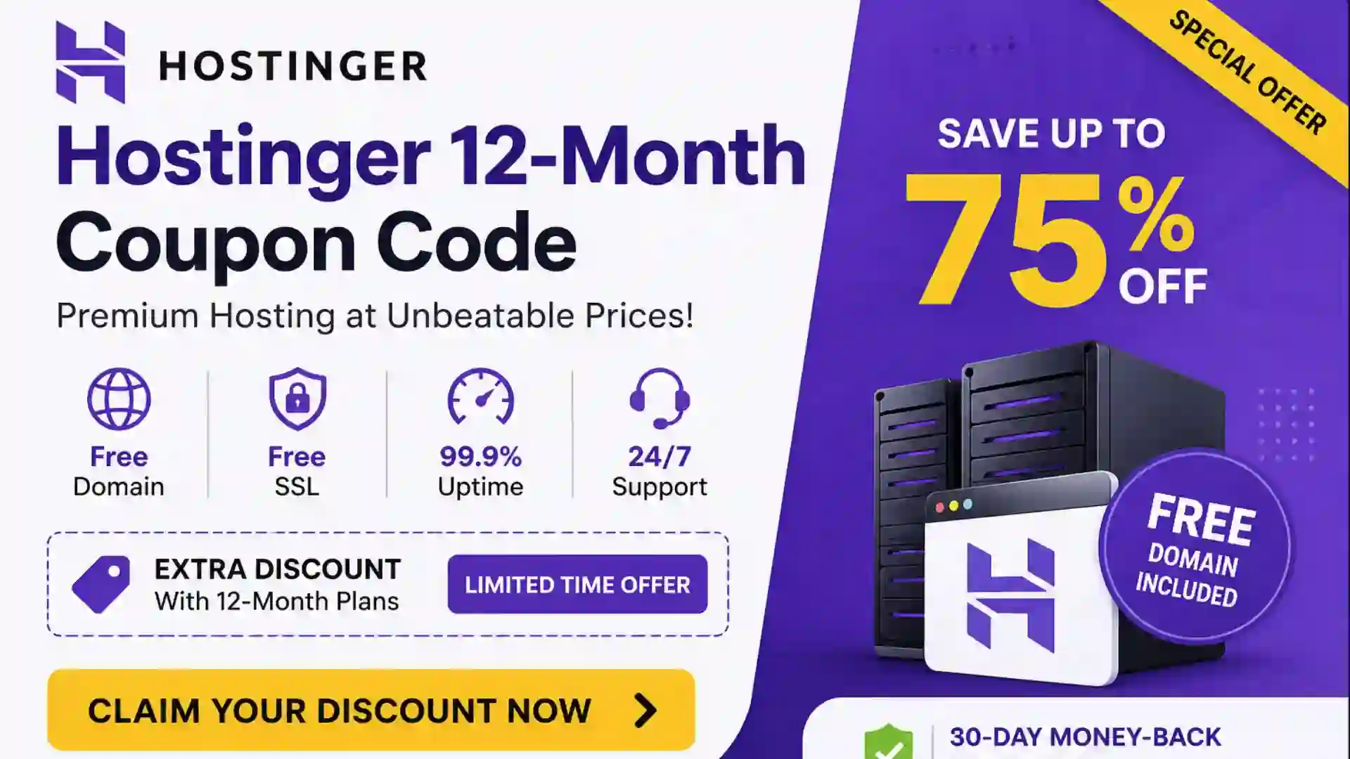 Hostinger 12-Month Coupon Code 2026 | Latest Deals & Discount Offers
