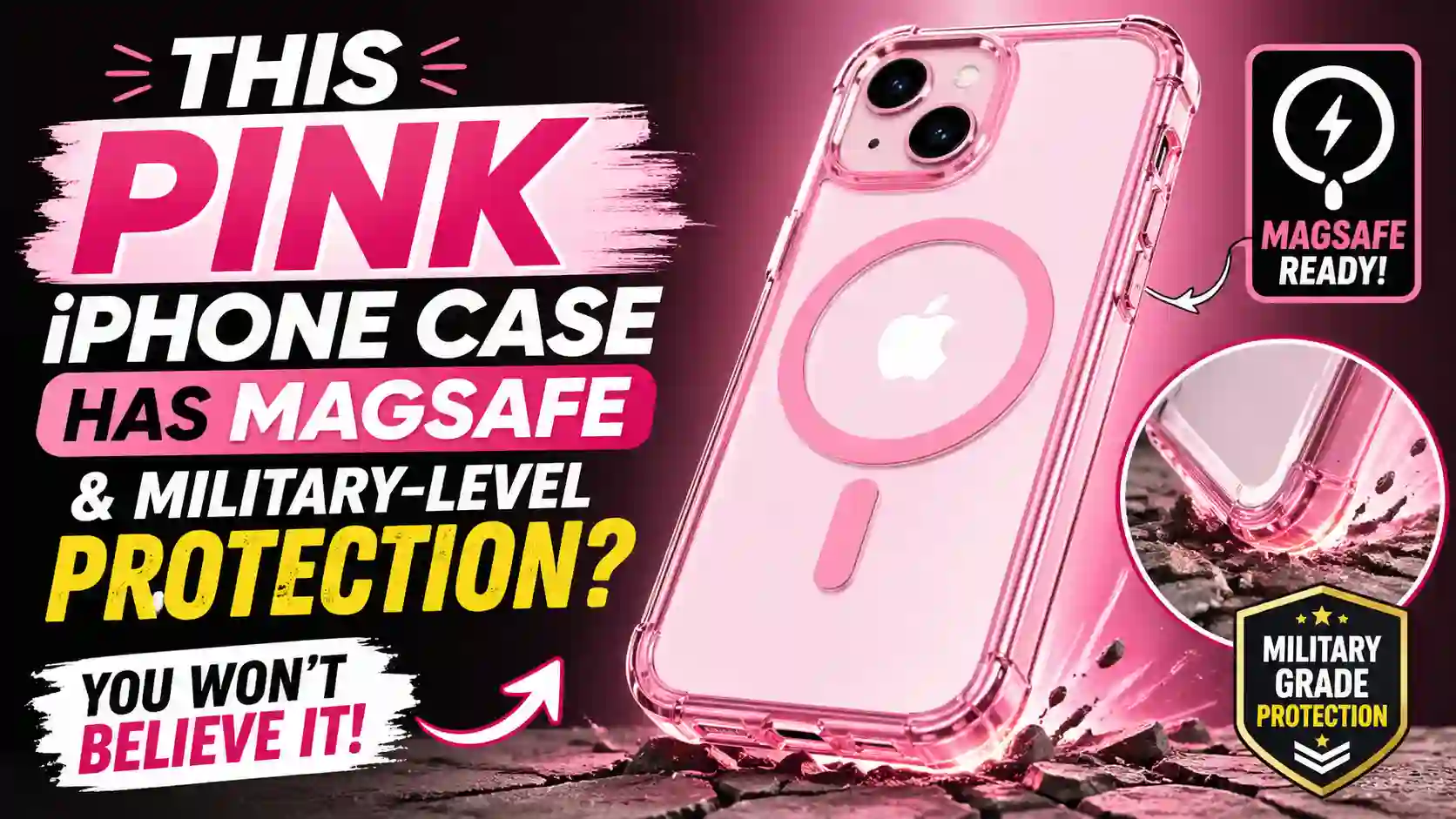CEDO MagFit Magnetic Pink Case for iPhone 13/14 – MagSafe Ready, Shockproof & Stylish Transparent Protection