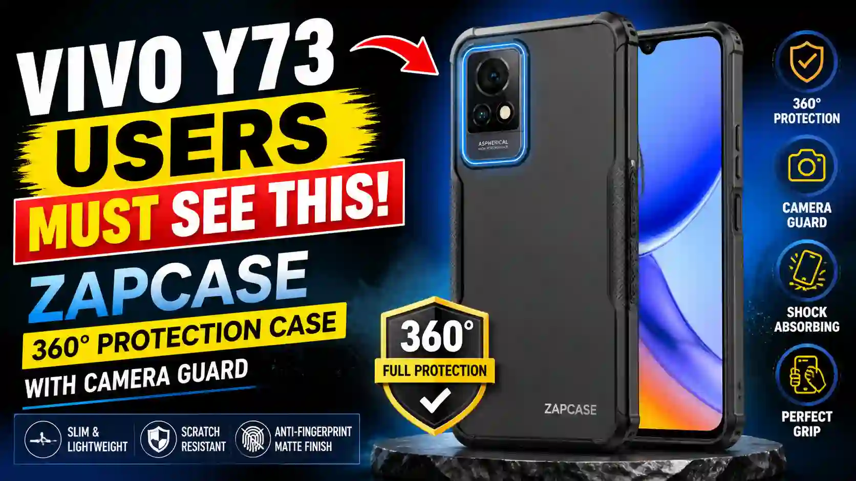 Vivo Y73 Users Must See This! Zapcase 360° Protection Case with Camera Guard