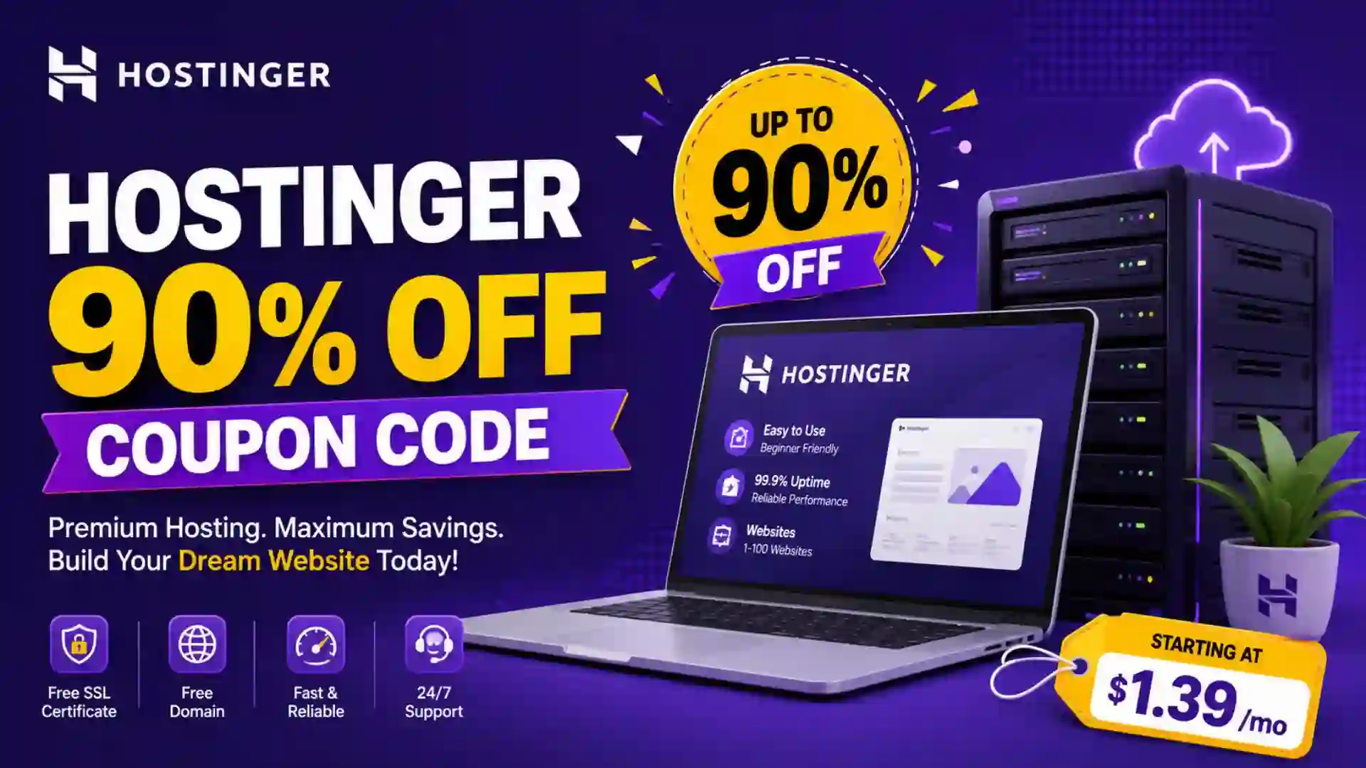 Hostinger 90% Off Coupon Code 2026: Get Maximum Hosting Discounts