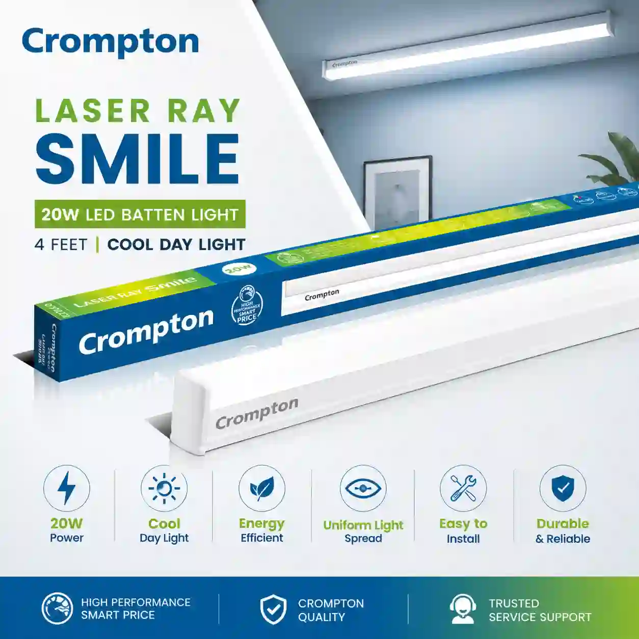 Crompton 20W LED Batten Light 4 Ft Cool Day Light at Best Price