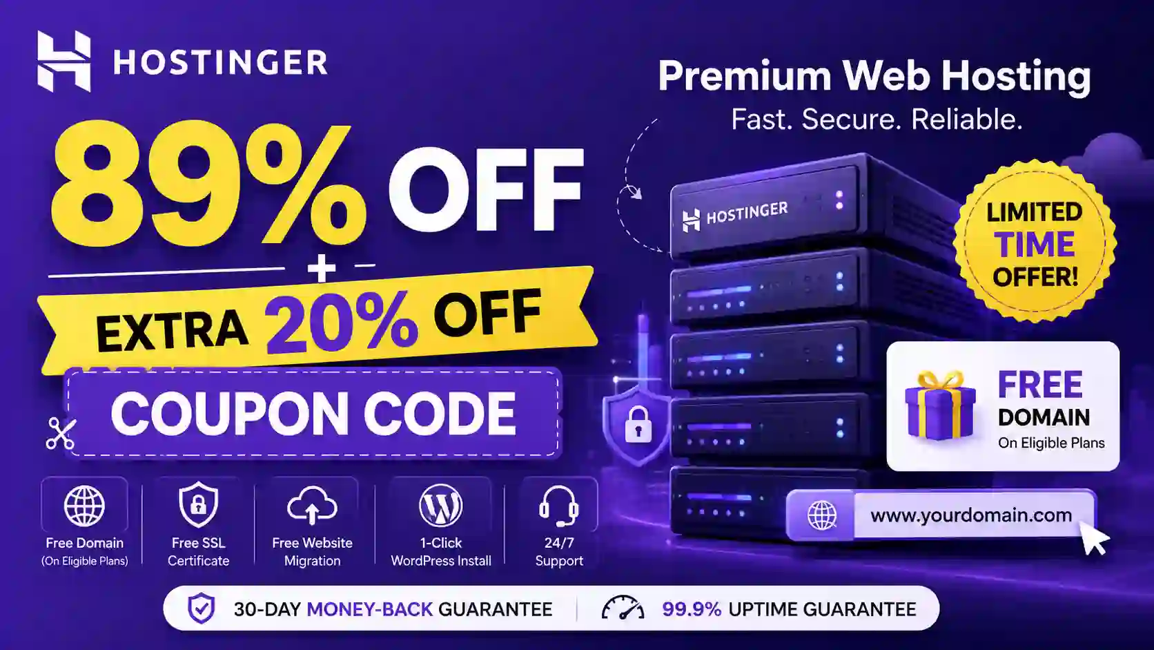 Hostinger Coupon Code for Hosting 2026: Get 85% Off + 20% Off on Web Hosting