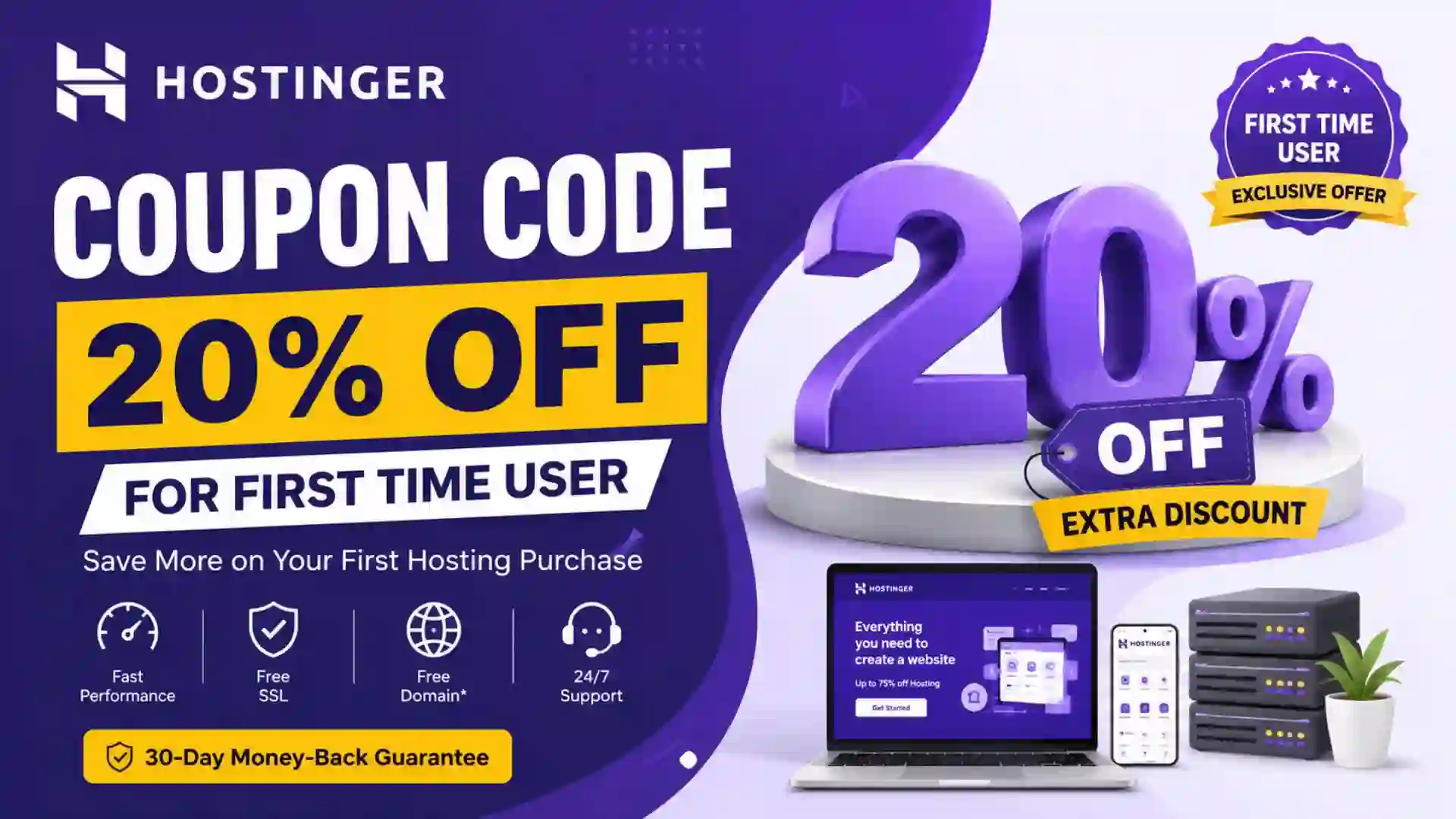 Hostinger Coupon Code 20% Off First Time User (2026)