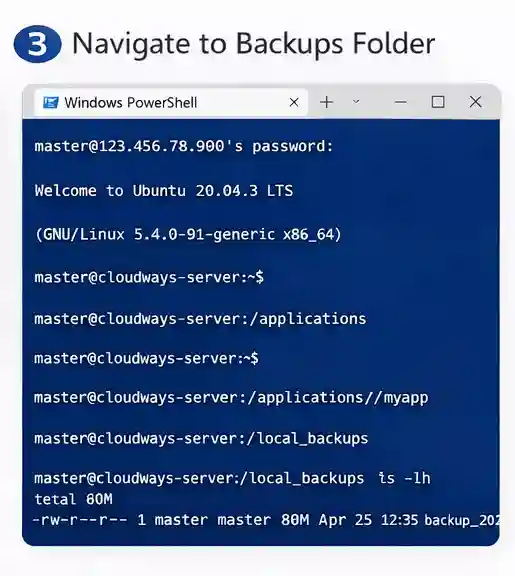 Navigate to backup folder
