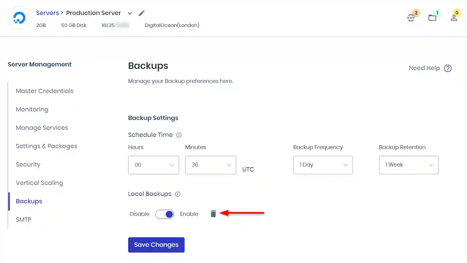 How to remove the local backup
