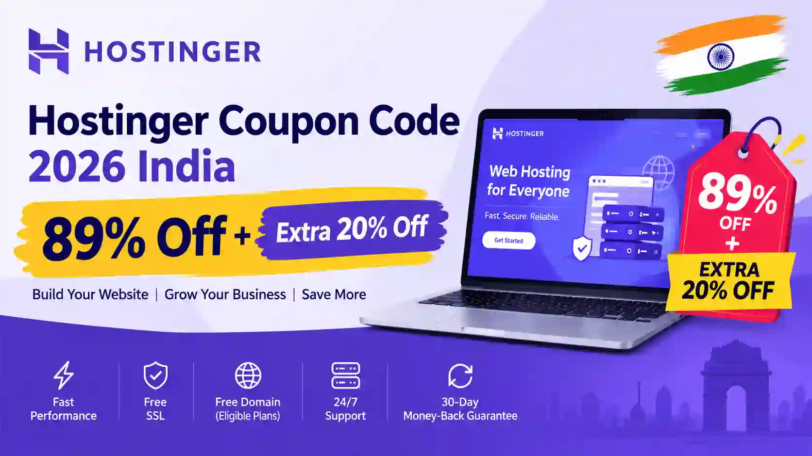 Hostinger Coupon Code 2026 India: Get 89% Off + Extra 20% Off