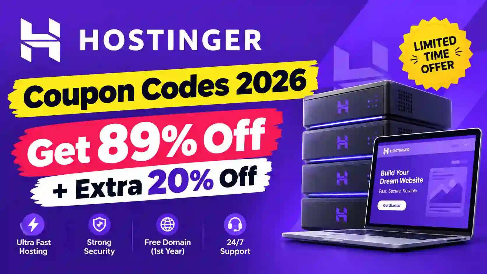 Hostinger Coupon Codes 2026: Get 89% Off + Extra 20% Off