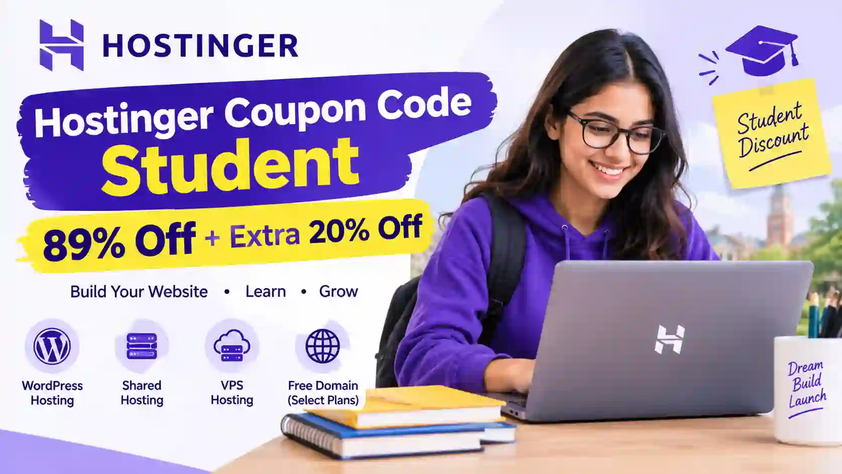 Hostinger Coupon Code Student: 89% Off + Extra 20% Off in 2026