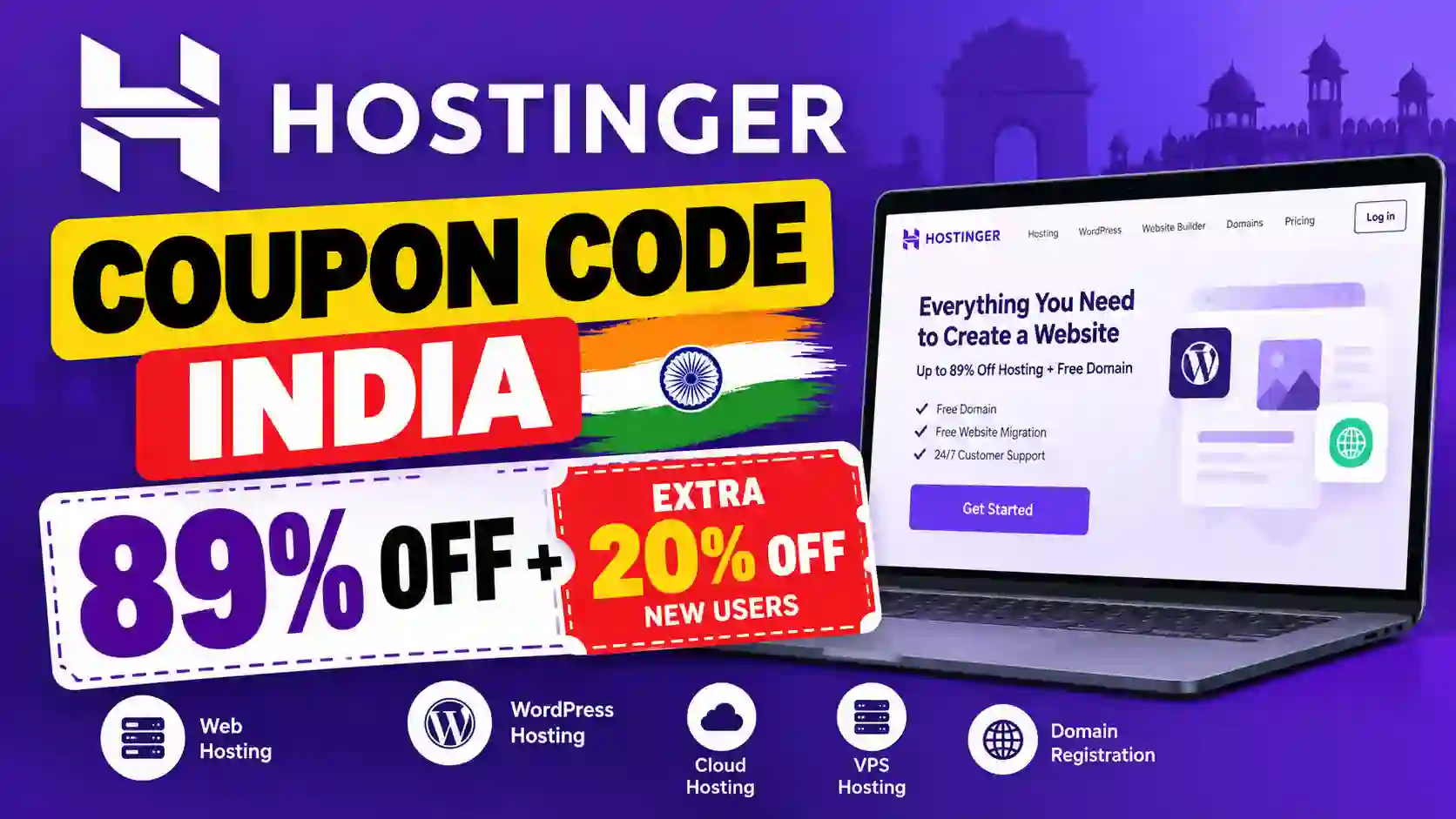 Hostinger Coupon Code India: Get 89% Off + Extra 20% Off for New Users