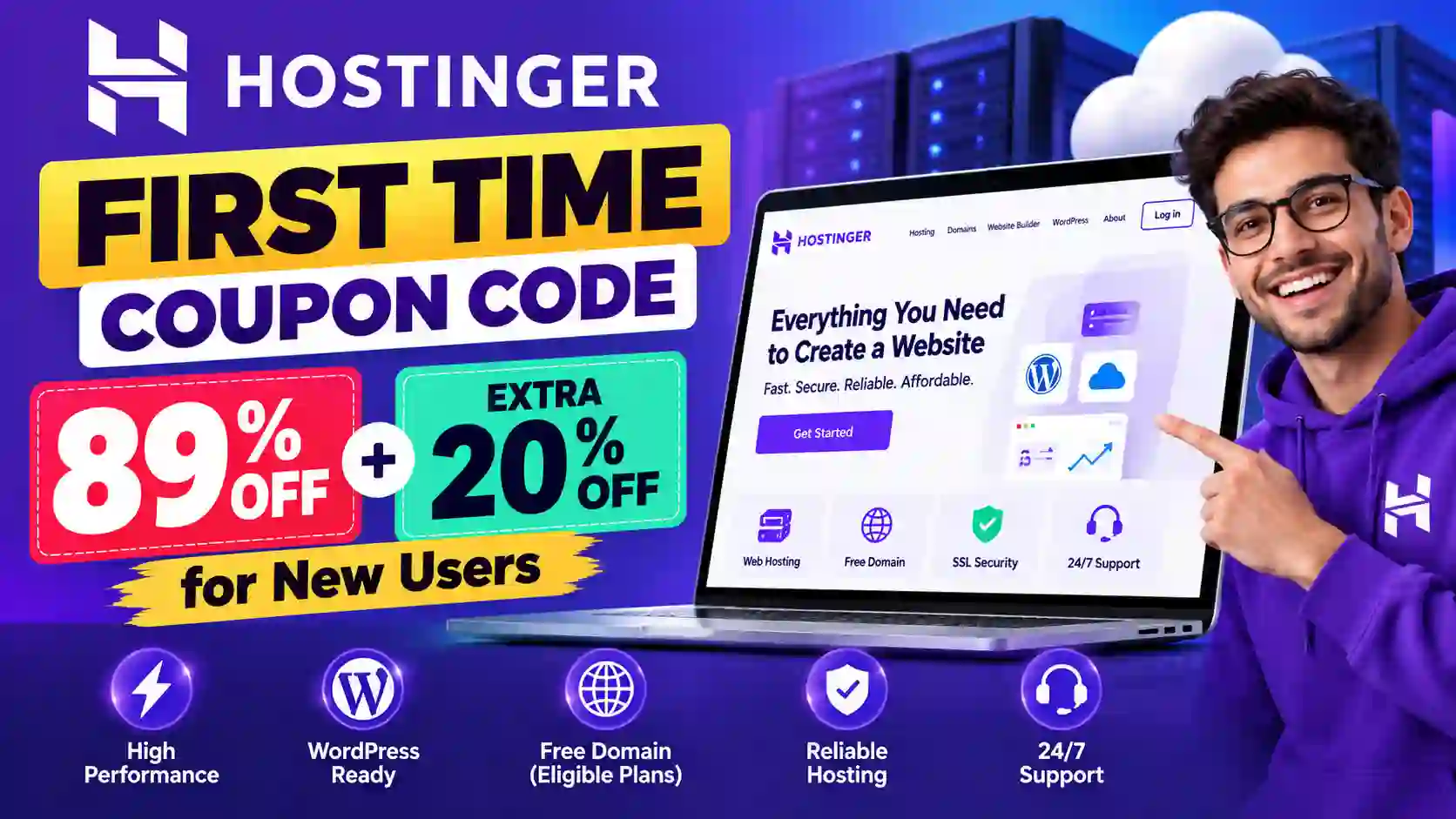 Hostinger First Time Coupon Code: 89% Off + Extra 20% Off for New Users