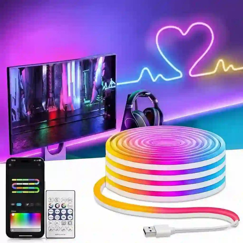 Desidiya RGB Neon LED Strip 5M – App Control, Music Sync, Waterproof Lights