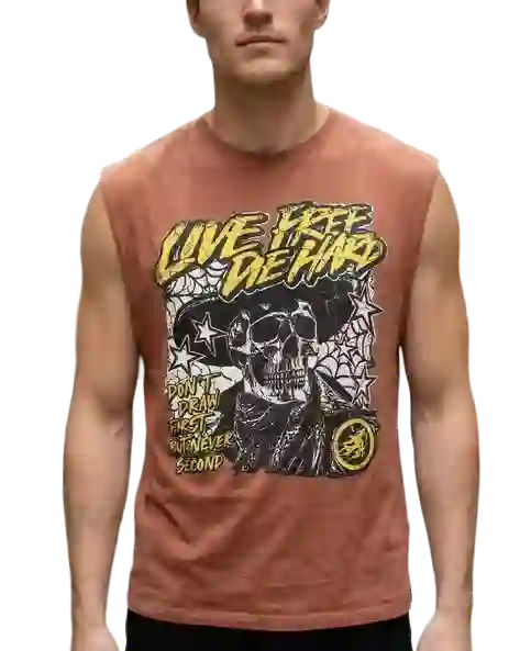 Shein Sleeveless Graphic Front Print Crew Neck Tshirt